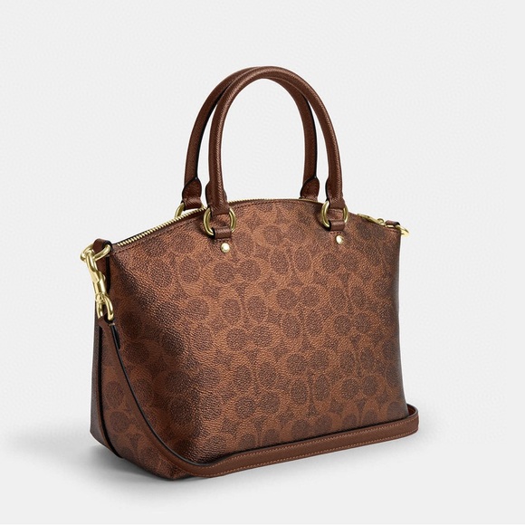 Coach Sadie Satchel Bag In Signature Canvas  Brown/Copper NWT - Picture 5 of 9